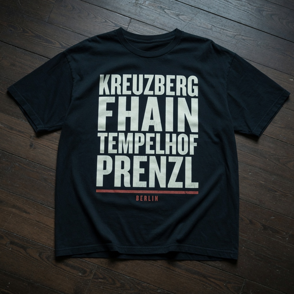 BEZIRK, schwarzes Shirt, Bezirksnamen