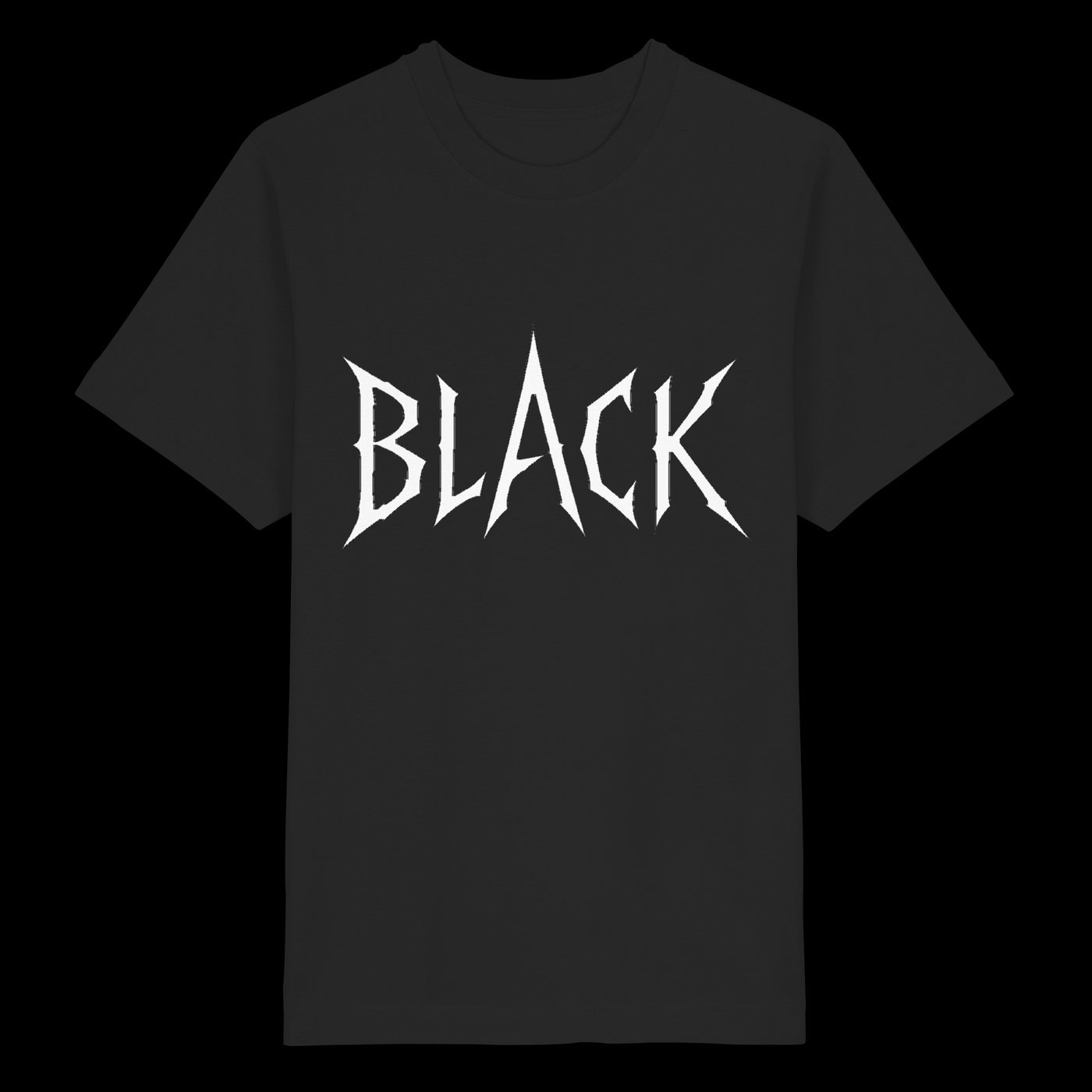 BLACK auf schwarzem Shirt, vorne