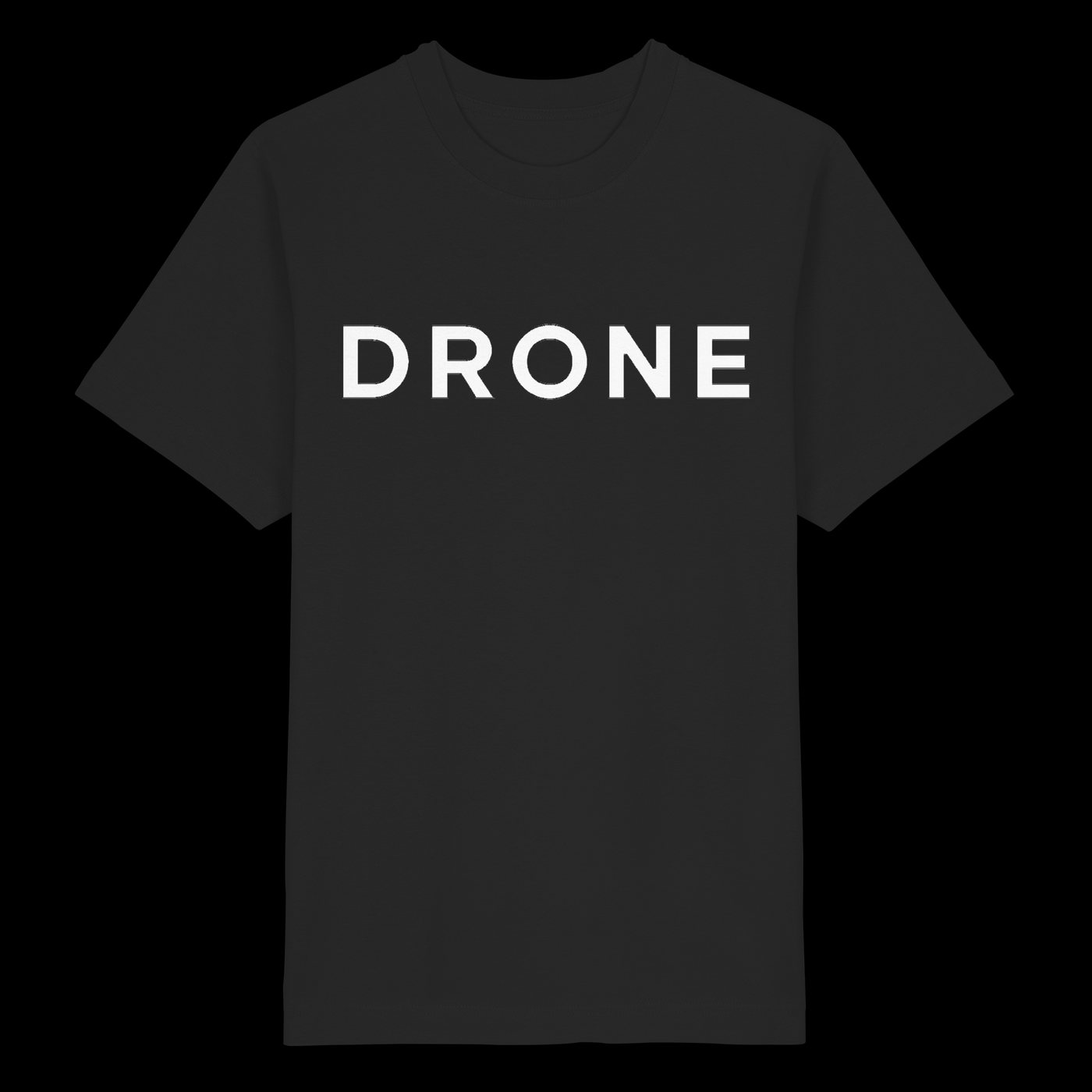 DRONE auf schwarzem Shirt, vorne