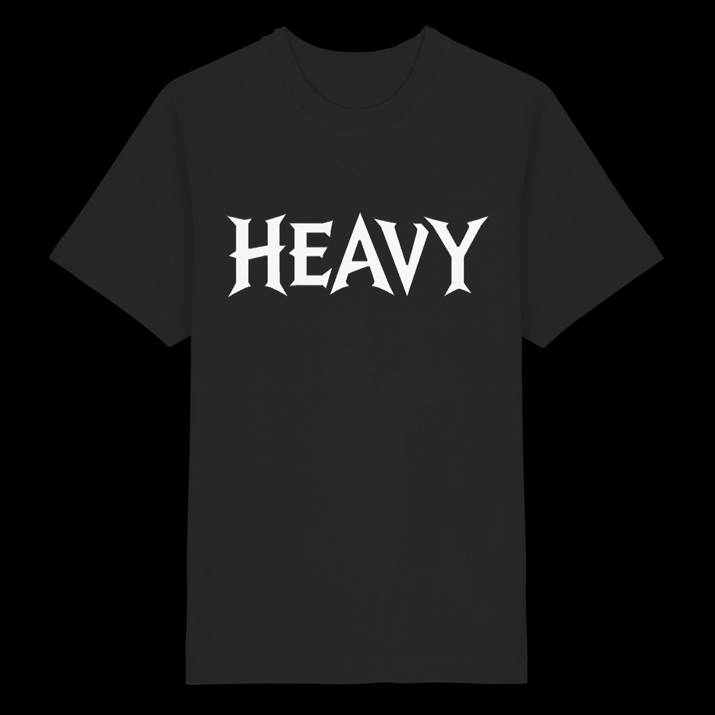 HEAVY auf schwarzem Shirt, vorne