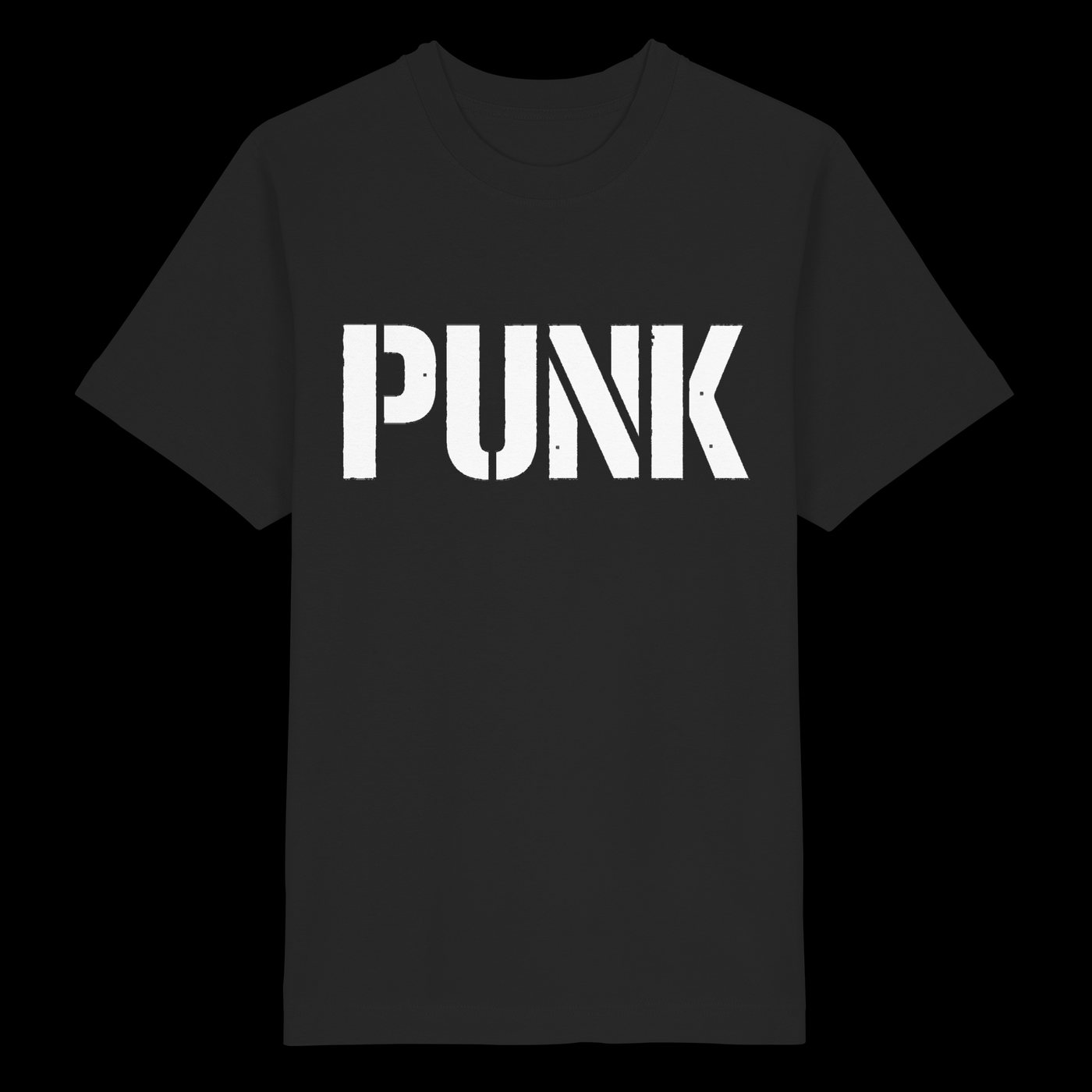 PUNK auf schwarzem Shirt, vorne