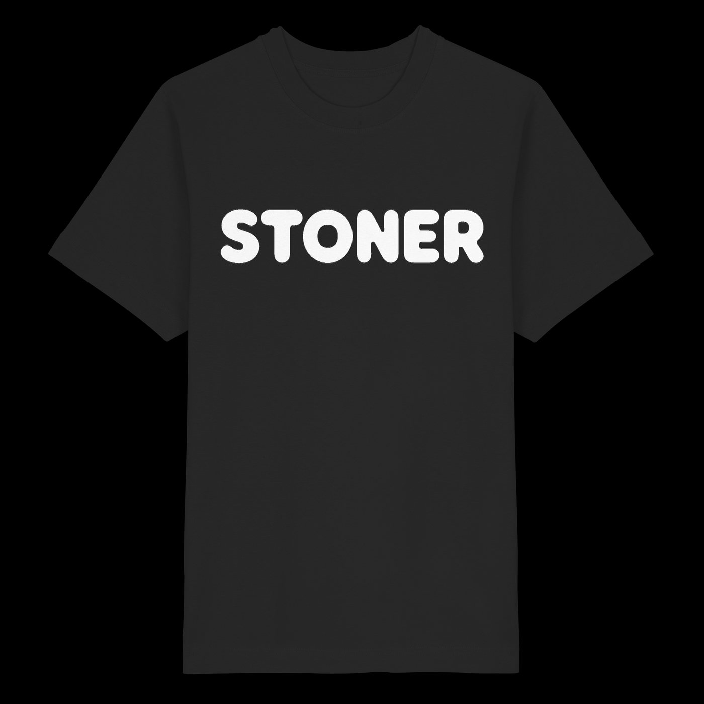 STONER auf schwarzem Shirt, vorne
