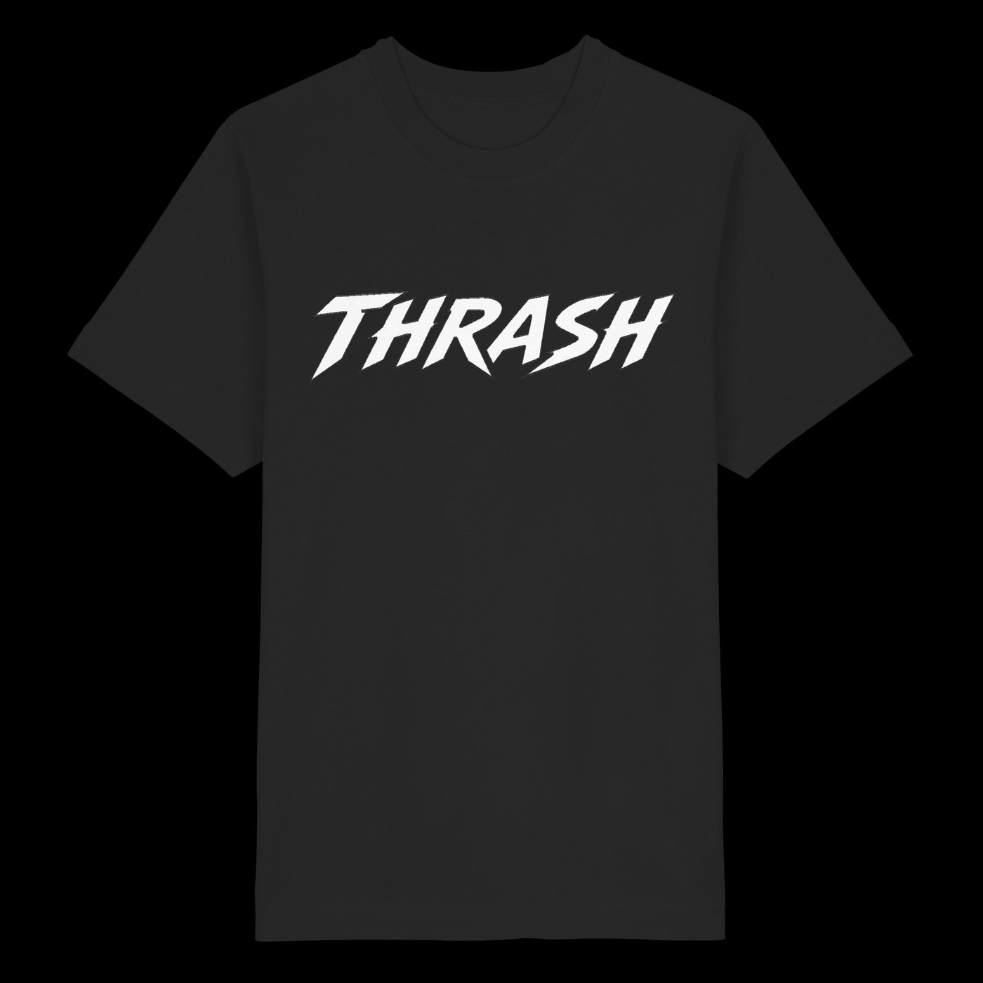 THRASH auf schwarzem Shirt, vorne